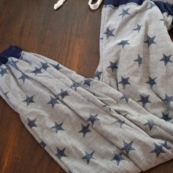 Drawstring small women's patriotic star pajama pants grey and blue - Picture 4 of 4